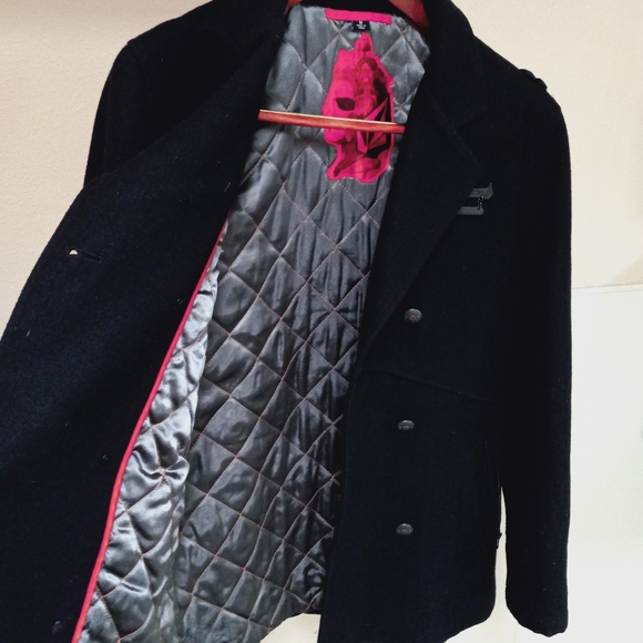 M WOMEN'S VOLCOM BLACK DOUBLE-BREASTED PEA COAT ZIP SECURE POCKETS W/O HOOD - Picture 8 of 13